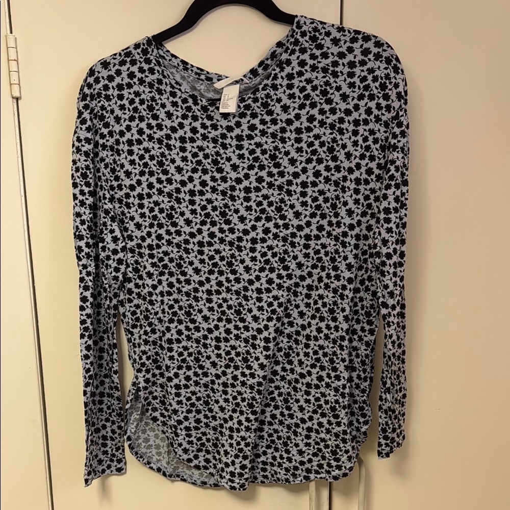 Floral Black and White Women's Top